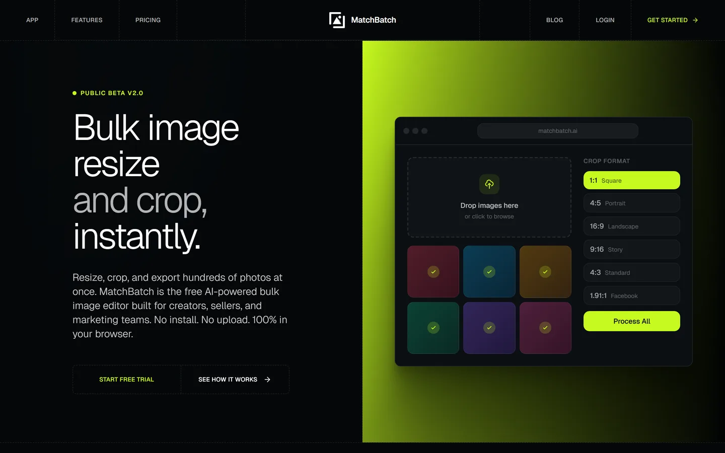 Screenshot of the MatchBatch website